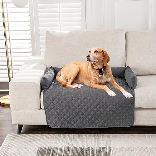 Kongdson Hundebett Haustierbett für große, kleine Hunde und Katzen, rutschfester Sofa-Schutzbezug, weich, wasserdicht, Haustierkissen, Beruhigungspad, Katzen-Hundematte (90 x 135 cm, Dunkelgrau) von Kongdson