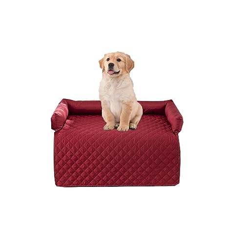 Kongdson Wasserdichtes Haustierkissen für Hunde und Katzen, rutschfest, weich, waschbar, Beruhigungspad, Haustiersofa, Bettbezug, Schutz, Haustierschlafmatte (75 x 75 cm, rot) von Kongdson