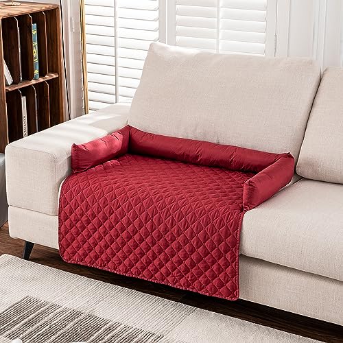 Kongdson Wasserdichtes Sofa für Hund und Katze, rutschfestes, bequemes Haustierkissen, Schlafmatte, weich, strapazierfähig, Hundesofa, Bettmatte, Möbelschutz, waschbar, 75 x 75 cm, Rot von Kongdson