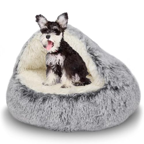 Kongming Hundebett Grosse Hunde Waschbar Rund 65×65cm Halbgeschlossenes Hundeloch,Hundebett Mittelgroße Hunde Flauschig XXL,Donut Hundebett Groß Passend für Labrador,Hunter Hundebett(Grau) von Kongming