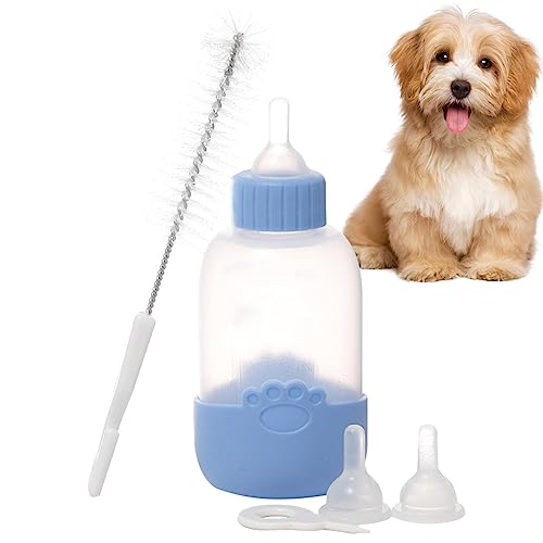 Haustier-Futterflasche - 100 ml Welpenmilch-Futterspender, Kätzchen-Flaschenspender,Weiche, Bequeme Babyflasche in Lebensmittelqualität mit Sauger und Bürste für Welpen, Kätzchen, Kaninchen von Kongou