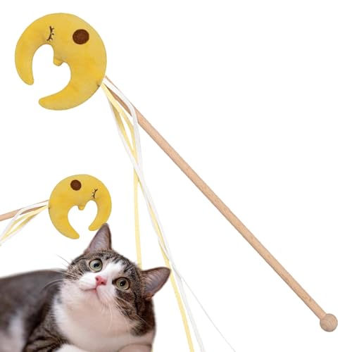 Katzen-Zauberstab, Katzen-Angelstock-Spielzeug - Lustige interaktive Spielzeugstange,Stern-Mond-Wolke-Kätzchenspielzeug, Heimtierbedarf, Katzenspielzeug für gelangweilte Hauskatzen, Kätzchenspielzeug- von Kongou