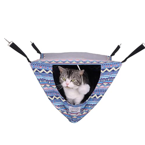 Kongou Katze Hängematte Betten Für Den Sommer, Atmungsaktive Katze Hängende Hängematte Bett, Cage Double-Layer Katze Swing Hängematte, Haustiermöbel Für Frettchen Kaninchen Kleine Hunde von Kongou