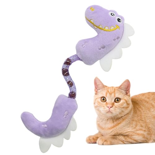 Plüschkatzen-Kauspielzeug, Katzenstabspielzeug Plüsch | Bissfeste Plüschpuppe - Bissfestes Kauspielzeug für Katzen für gesunde Zähne, Frühlings-Dinosaurier-Design, großes und mittelgroßes von Kongou
