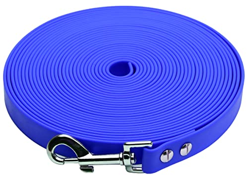 Anti-Rutsch Hundeleine 20mm breit mit Handschlaufe Schleppleine in blau Ausbildungsleine Wasserfest Nylongewebe mit PVC überzogen (10M) von Kongs