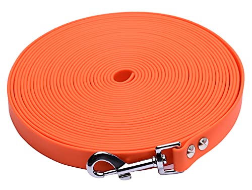 Anti-Rutsch Hundeleine 20mm breit mit Handschlaufe Schleppleine in orange Ausbildungsleine Wasserfest Nylongewebe mit PVC überzogen (3M) von Kongs