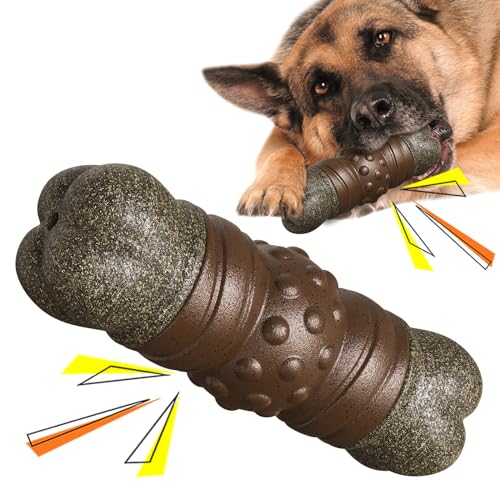 KooKeeWow Langlebiges und robustes Kauspielzeug für aggressive Kauer, hält starkem Kauen stand, interaktives und quietschendes, unzerstörbares Hundespielzeug für große Hunde und mittelgroße Hunde von KooKeeWow