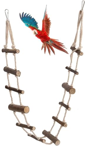 KooingTech Holzleiter für Haustiere, Eichhörnchen-Spielzeug für Käfig, 100,1 cm langes Ratten-Kletterspielzeug, Vogel-Kletterseilspielzeug für Haustierklettern, Hamsterleiter von Hamsterspielzeug mit von KooingTech