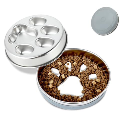 Anti Schling Napf Hund 304 Edelstahl, 1L Antischlingnapf Hunde Groß mit Rutschfester Silikonmatte, Hundenapf Edelstahl Katze, Slow Feeder Futternapf für Mittelgroße und Große Pet, Dog Bowl von KoolYouth