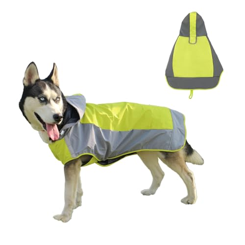 Hunderegenmantel mit Kapuze, Verstellbarer Regenmantel Hund, Wasserdicht Hundemantel, Regenjacke Hund mit Reflexstreifen für Kleine Mittelgroße und Große Hunde (3XL) von KoolYouth