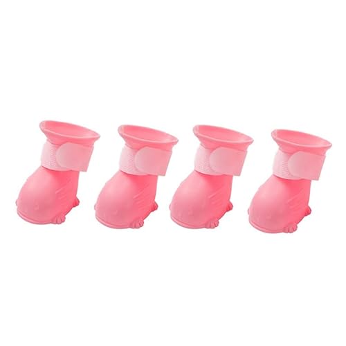 KoolYouth Regenstiefel für Hunde, 4 Stück wasserdichte Gummi Hundestiefel, rutschfeste Regenschuhe mit Befestigungsband, Pet Shoes für Welpen, Katzen (Rosa, L) von KoolYouth