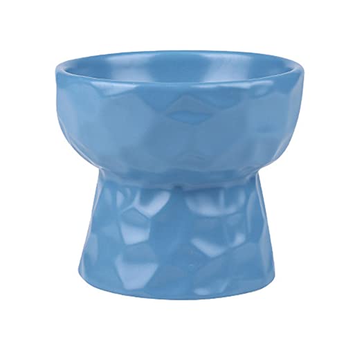 Koomiao Erhöhter Keramik Futternapf Katze,Katzennapf Keramik Ergonomisch Schräge,Katzen fressnapf Einzeln 250ml/480ml für Katze Welpe Futter und Wass (250ml, Blau) von Koomiao