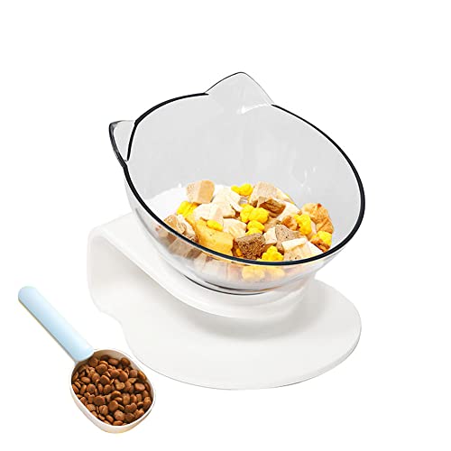 Koomiao Fressnapf Katze 15° Neigung Anti-Erbrechen Katzen Futternapf,Katzennäpfe mit rutschfeste Basis,Katzenfutter with Food Scoop Geeignet Kleine Mittelgroße Katzen (Single Bowl) von Koomiao