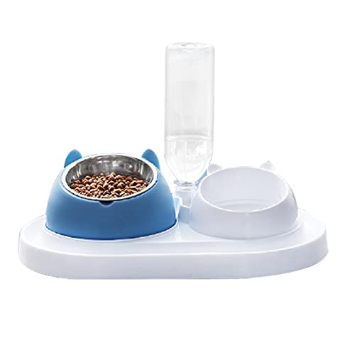 Koomiao Fressnapf Set Katzennapf 15 ° Kippbare,Fressnapf Katze ,Erhöht Personalisierte Haustier napf mit Neigung, um Erbrechen zu vermeiden katzennapf für Katzen (Blau) von Koomiao