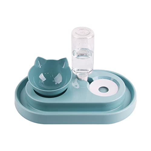 Koomiao Futter- und Wasserspender für Katzen und Hunde, 2-in-1 Futternäpfe für Katzen, gegen Erbrechen, neigbar um 15 °, Schüssel für Haustiere (blau) von Koomiao