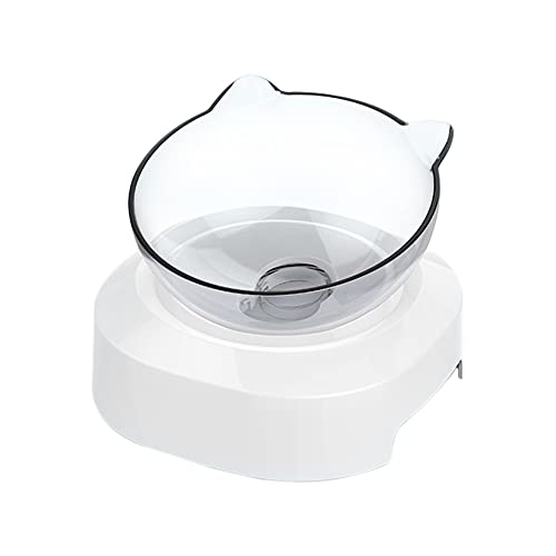 Koomiao Futternäpfe Katzenfutter,Katzennapf Wasser Transparent, 15° Gekippte Doppelschüssel Katzennapf mit rutschfeste Basis ,Fressnapf für Katze und Hundenapf (Single Bowl) von Koomiao