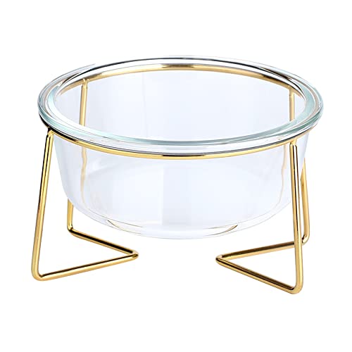 Koomiao Futternapf Hund Katze,Futterstation Hund Katzen Erhöht mit Ständer,Fressnapf Wasser Futter Napf Glas für Katzen und Kleiner Hund (L(800ml), Bowl + Stand) von Koomiao