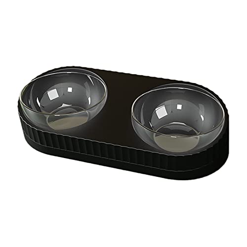 Koomiao Futternapf Katzen 15°Schräg Katzennapf,Futterstation für Katzen und Hunde, mit automatischem Wasserspender,Doppelte Futternapf kleine und mittlere Katzen und Hunde (Double Bowl-Schwarz) von Koomiao