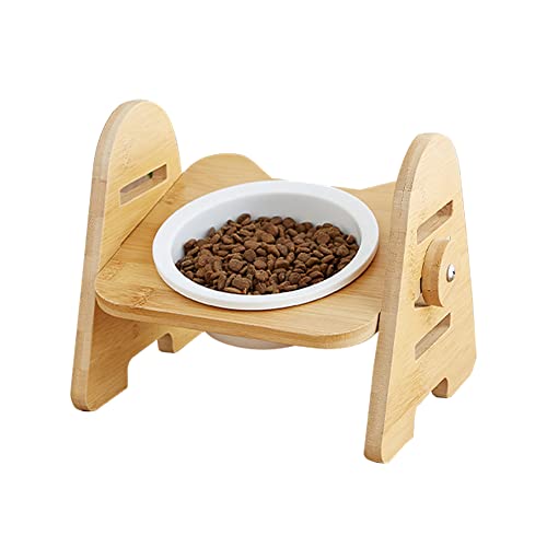 Koomiao Futternapf Set Höhenverstellbar,Keramik Katzennapf 2er Set Keramik-Schüssel,Futterstation für Katzen & kleine Hunde (Single Bowl) von Koomiao