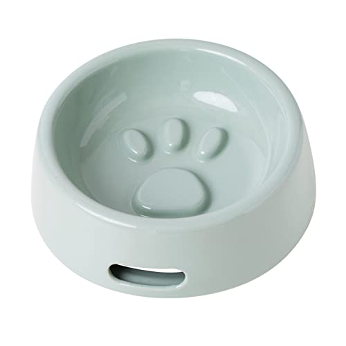 Koomiao Futternapf für Katzen und kleine Hunde, Keramik, rutschfest, Schüssel in Pfotenform, für Futter und Wasser, spülmaschinengeeignet, 600 ml (blau) von Koomiao