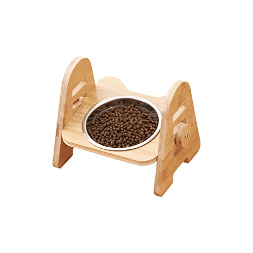 Koomiao Futterstation Katze Erhöhte Futternäpfe Set ,Höhenverstellbar Katzennäpf Edelstahl Schüsseln, Erhöhte Futterschale für Katzen oder kleine Hunde (Single Bowl) von Koomiao