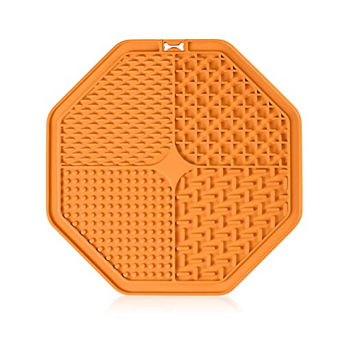 Koomiao Hund Leck Matte mit Saugnäpfen 1 Stück Leckmatte Hund,Schleckmatte Hund,Lick Pad Hund,Slow Feeder Schleckmatte für Hund Baden, Fellpflege & Trainieren (Orange) von Koomiao