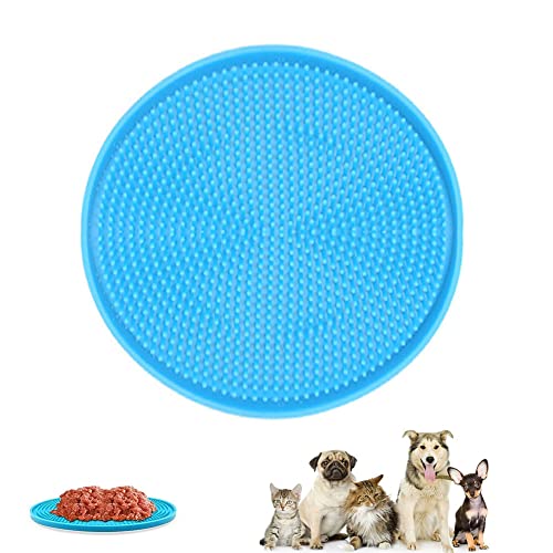 Koomiao Hund Lecken Pad Runde, Pad Slow Feeder Schleckmatte,Lick Mat Hund Katzen Bad Für Langsame Fütterung, Haustierbaden, Training (Blau) von Koomiao