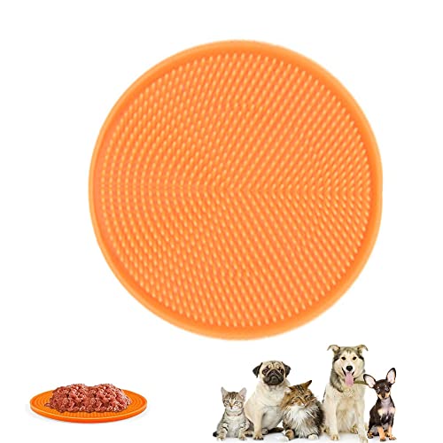 Koomiao Hund Lecken Pad Runde, Pad Slow Feeder Schleckmatte,Lick Mat Hund Katzen Bad Für Langsame Fütterung, Haustierbaden, Training (Orange) von Koomiao