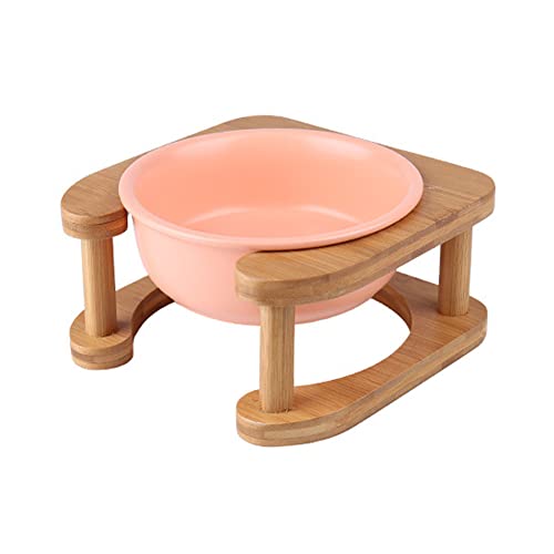 Koomiao Hundenapf Keramik, Katzennapf Erhöht mit Napf Ständer,Fressnapf Katze für Futter und Wasser,Futternapf für Katzen Kleine Hunde (Single Bowl-Rosa) von Koomiao