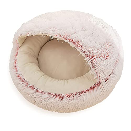 Koomiao KatzenDonut-Korb aus Plüsch, kreativ, Tiernest, rund, Kissen für Katzen und kleine Hunde, flauschig, für Katzen im Innenbereich (40 cm, Pink) von Koomiao