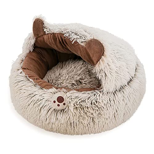 Koomiao KatzenDonut-Korb aus Plüsch, kreativ, Tiernest, rund, Kissen für Katzen und kleine Hunde, flauschig, für Katzen im Innenbereich (65 cm, Bär) von Koomiao