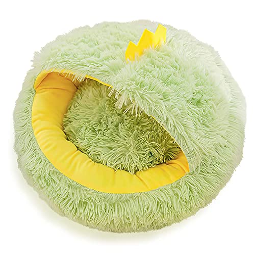 Koomiao KatzenDonut-Korb aus Plüsch, kreativ, Tiernest, rundes Bett, Kissen für Katzen und kleine Hunde, flauschig, für Katzen im Innenbereich (35 cm, Dinosaurier) von Koomiao