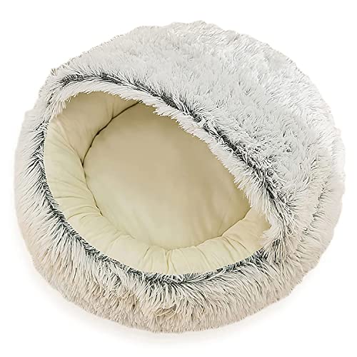 Koomiao KatzenDonut-Korb aus Plüsch, kreativ, Tiernest, rundes Bett, Kissen für Katzen und kleine Hunde, flauschig, für Katzen im Innenbereich (35 cm, Grau) von Koomiao