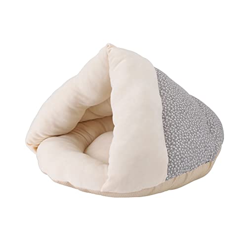 Koomiao Katzenbett, weich und bequem, Katzenhöhle aus Plüsch, modisches Bett für kleine Tiere, Herbst und Winter (40 cm, beige) von Koomiao