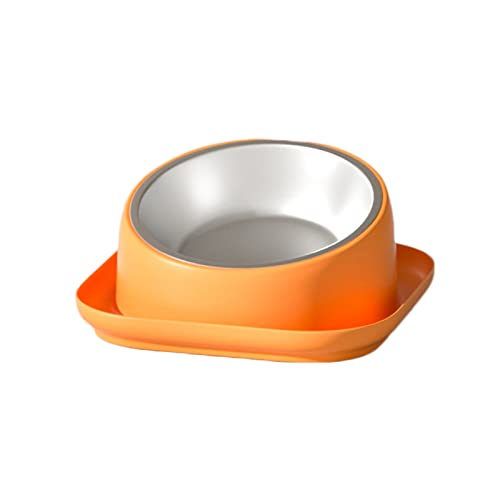 Koomiao Katzennäpfe Set ,Doppelnapf für Katzen 15 ° Neigung Anti-Erbrechen,Slow Feeder Futternapf, mit automatischem Wasserspender,Fressnapf aus Edelstahl für Katzen und Hunde (Edelstahl napf-Orange) von Koomiao