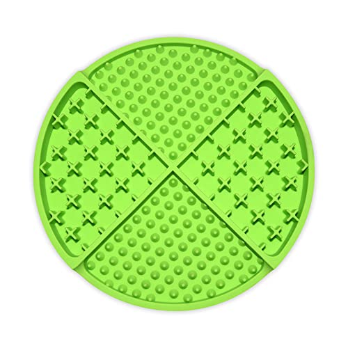 Koomiao Pet Slow Feeder Bowl,Runde lustige interaktive Pet Slow Feeder Matte ,beruhigende Pad Angstlinderung Hund Katzentrainingsnapf für Hundebaden, Trainieren, Fellpflege & Klauenpflege (Green) von Koomiao