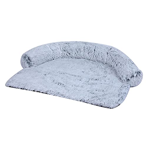 Koomiao Schlafsofa für Hunde, großes Kissen, waschbar, Plüsch, flauschig, für Haustiere, geeignet für Auto, Sofa, Schlafzimmer (M-90 x 80 x 20 cm, Hellgrau – B) von Koomiao