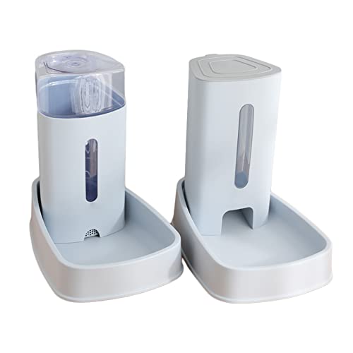 Koomuao Automatischer Futterspender und Wasserspender für Katzen und Hunde, 2-in-1-Set, Futterstation und Tränke, Regler, Wasserspender, Kapazität 3,8 l, Blau von Koomuao