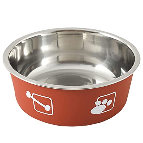 Koomuao Edelstahl Hundenapf,Fressnapf Hunde mit rutschfestem Silikonboden, Futternapf für Hunde für Kleiner mittelgroßer Hund und Katzen (XL(18cm), Rot) von Koomuao