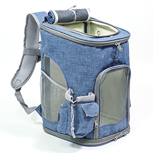 Koomuao Faltbar Haustier Rucksack, Haustier tragen Transporttasche,Atmungsaktives Netz-Oberteil, zum Öffnen,Haustier-Rucksack für kleine Hunde, Katzen bis zu 10kg (M, Bleu) von Koomuao