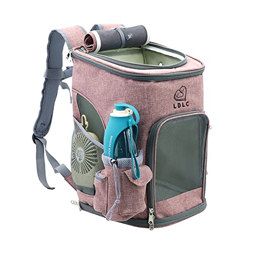 Koomuao Faltbar Haustier Rucksack, Haustier tragen Transporttasche,Atmungsaktives Netz-Oberteil, zum Öffnen,Haustier-Rucksack für kleine Hunde, Katzen bis zu 10kg (M, Rose) von Koomuao