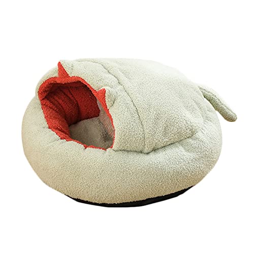 Koomuao Flauschiges Katzenbett,Katzenbett Hundebett mit Abdeckbett,Kuschelhöhle Katzenhaus, rutschfest Geeignet für Katzen und Hunde (40cm, Grün) von Koomuao