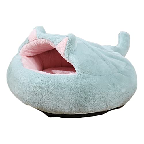 Koomuao Flauschiges Katzenbett,Katzenbett Hundebett mit Abdeckbett,Kuschelhöhle Katzenhaus, rutschfest Geeignet für Katzen und Hunde (50cm, Grün) von Koomuao