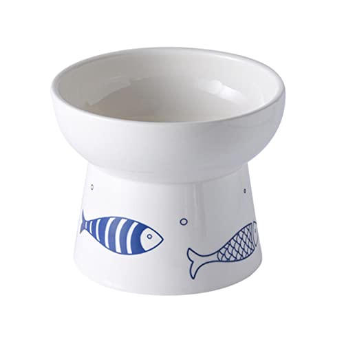 Koomuao Futternapf für Katzen, Keramik, im japanischen Stil, erhöhte Futterstation für Katzen, Hals, Wassernapf für Katzen und Welpen (C) von Koomuao