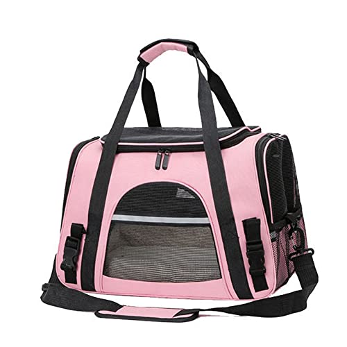 Koomuao Hundetasche Transportbox,Hundetransportbox Atmungsaktive und Faltbare, Hundebox, Transporttasche Oxford Gewebe, Hundetaschen mit Schultergurt und Plüschmatte (Rosa) von Koomuao