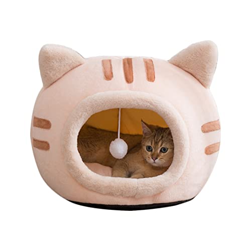 Koomuao Katzenbett, Nest für Welpen, weich, warm, Katzenbett mit Kissen, waschbar, extraweich, bequem, ideal für kleine und mittelgroße Hunde und Katzen (S, Rosa) von Koomuao