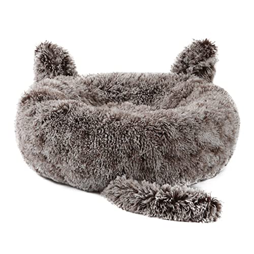 Koomuao Katzenbett Flauschig,Donut Katzenbett Hundekissen Flauschig Katzenkissen waschbar, für Katzen und Kleine Hunde Bett Haustierbett (40cm, Braun) von Koomuao