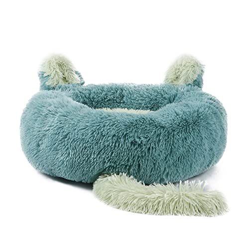 Koomuao Katzenbett Flauschig,Donut Katzenbett Hundekissen Flauschig Katzenkissen waschbar, für Katzen und Kleine Hunde Bett Haustierbett (40cm, Grün) von Koomuao