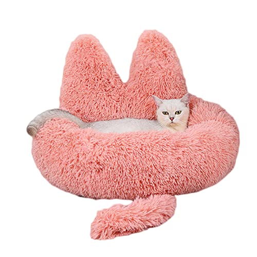 Koomuao Katzenbett Flauschig Hundebett Hundebett Katzenhöhle Rundes Plüsch Weich Waschbar Katzenschlafplatz Donutbett für Katzen und Kleine Hunde Bett Haustierbett (40 cm, Rosa) von Koomuao