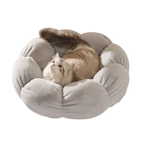 Koomuao Katzenbett Hundebett Flauschig,Waschbar rund Katzenkissen,Donut Hundekorb Katzenkorb für Katzen und kleine mittelgroßen Hunde (40cm, Grau) von Koomuao